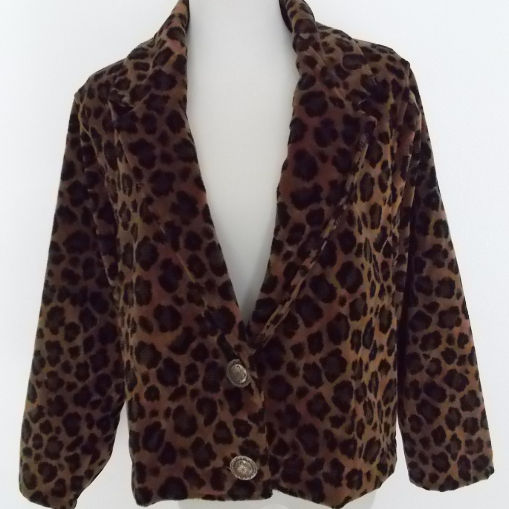 New Painted Pony Animal Print Brown Jacket M L